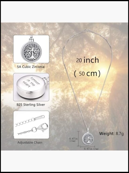 Sterling Silver Tree of Life Urn Necklace: Cremation Ash  Sterling Silver Urn Pendant Necklace Tree of Life Memorial Locket Ashes Keepsake